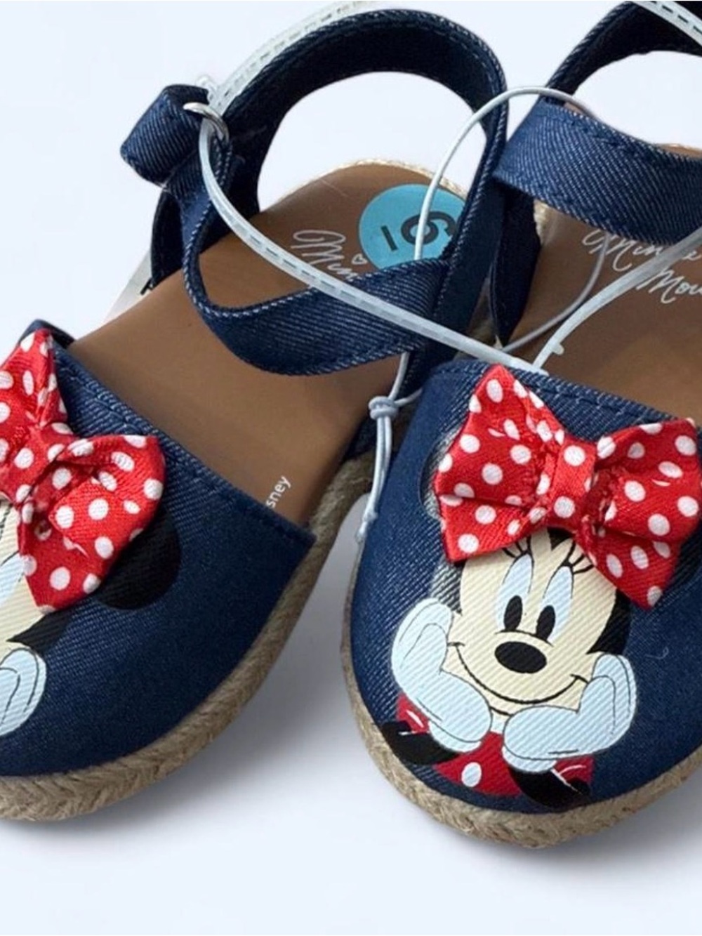 Disney Navy Minnie Mouse Sandals with Red Polka Dot Bow